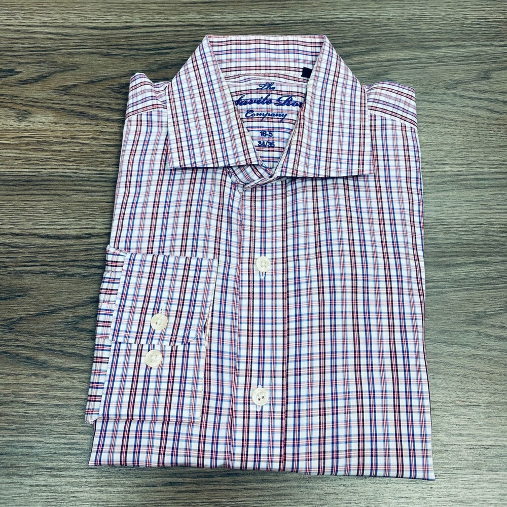 Saville Row White, Blue & Red Plaid Shirt 16.5